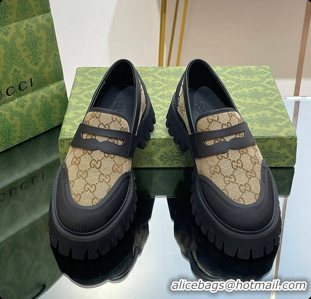 Buy Luxury Gucci Canvas Loafer Brown 60701502