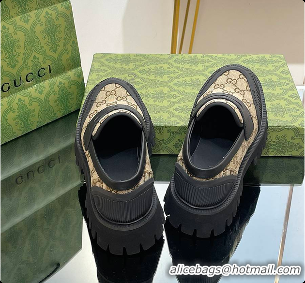 Buy Luxury Gucci Canvas Loafer Brown 60701502