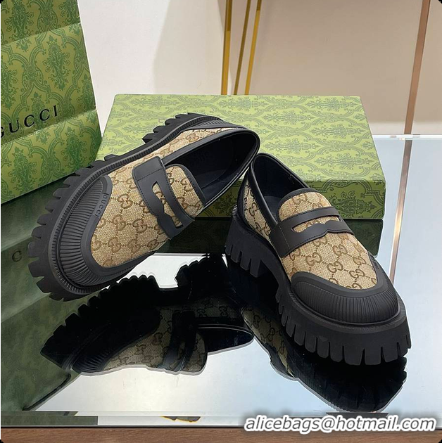 Buy Luxury Gucci Canvas Loafer Brown 60701502