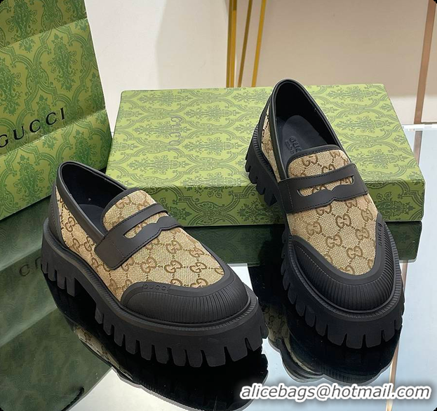 Buy Luxury Gucci Canvas Loafer Brown 60701502