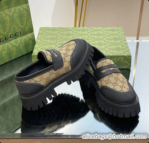 Buy Luxury Gucci Canvas Loafer Brown 60701502