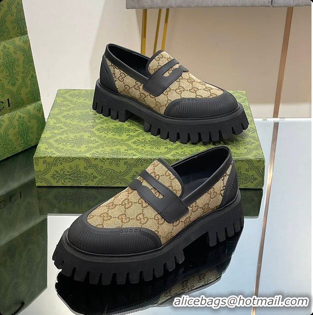 Buy Luxury Gucci Canvas Loafer Brown 60701502