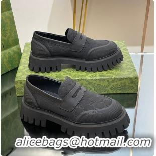 Big Discount Gucci Canvas Loafer Black 60701502