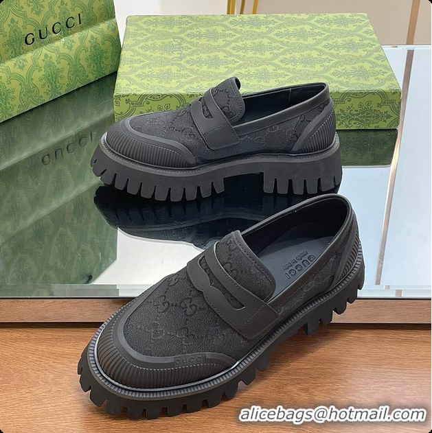 Big Discount Gucci Canvas Loafer Black 60701502