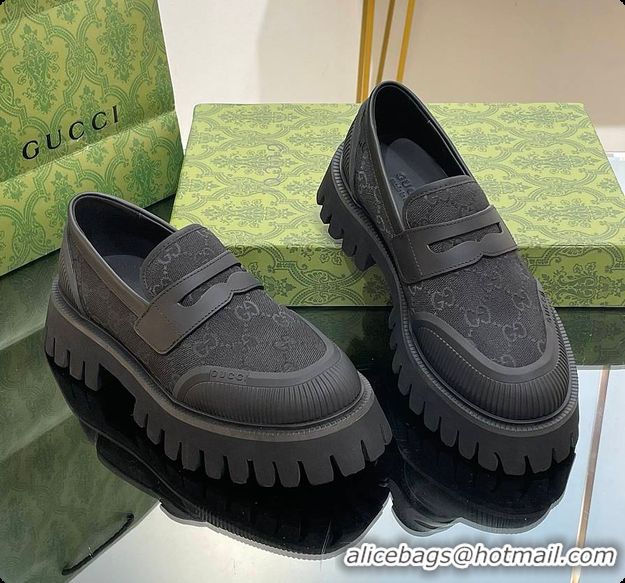 Big Discount Gucci Canvas Loafer Black 60701502