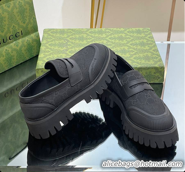 Big Discount Gucci Canvas Loafer Black 60701502