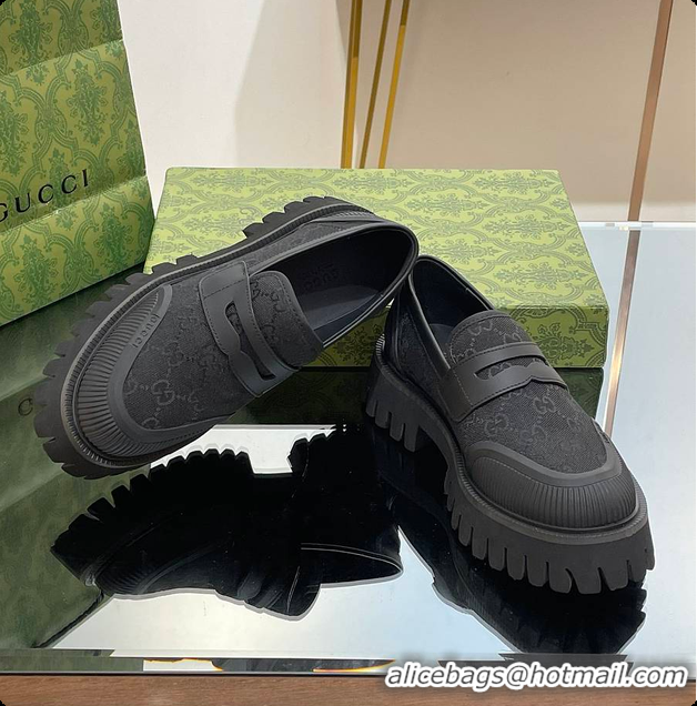 Big Discount Gucci Canvas Loafer Black 60701502