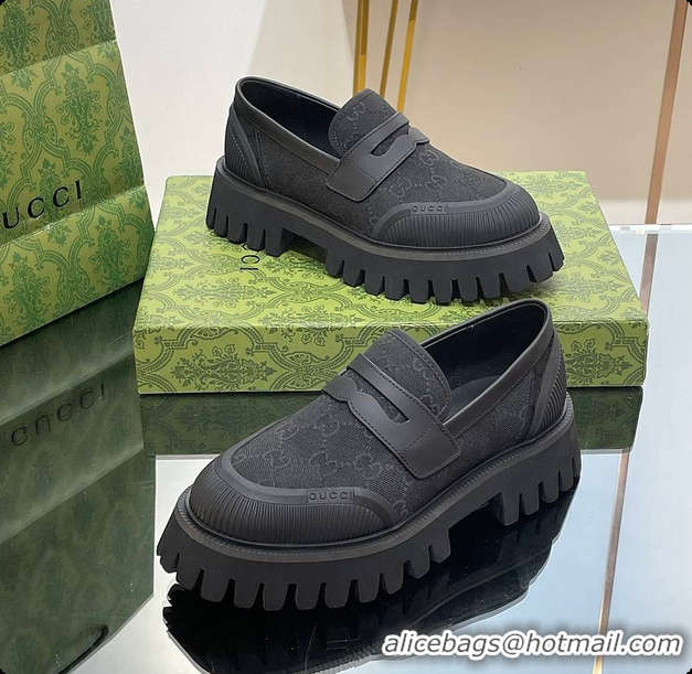Big Discount Gucci Canvas Loafer Black 60701502