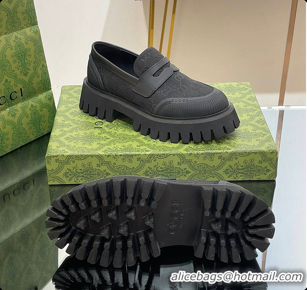 Big Discount Gucci Canvas Loafer Black 60701502