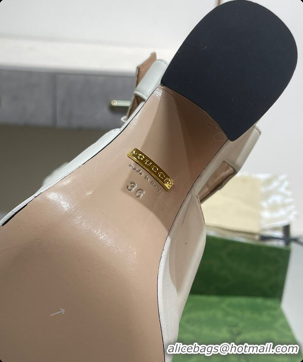 Pretty Style Gucci Horsebit Leather Platform Sandals White 60701504