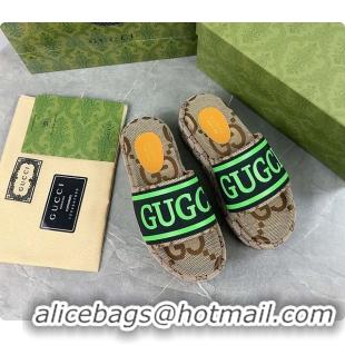 Popular Style Gucci Women's Platform Slide Sandal Green 60701506