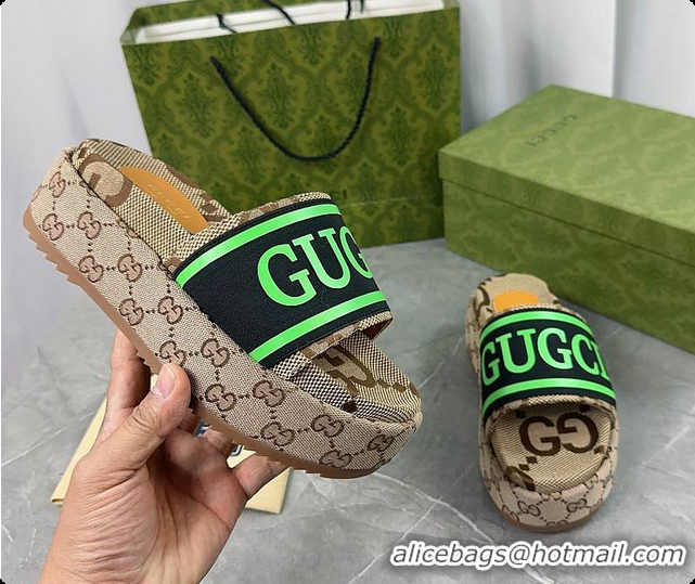 Popular Style Gucci Women's Platform Slide Sandal Green 60701506