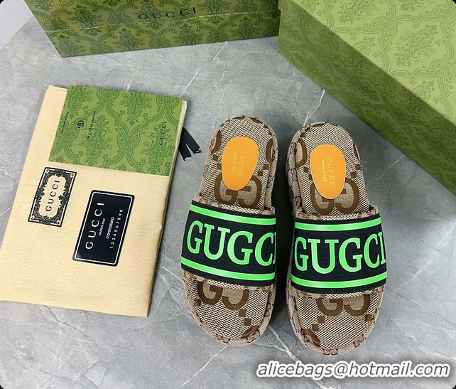 Popular Style Gucci Women's Platform Slide Sandal Green 60701506