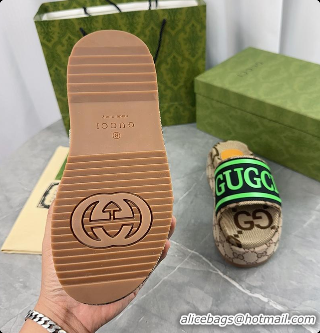 Popular Style Gucci Women's Platform Slide Sandal Green 60701506