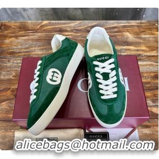 Unique Style Gucci Interlocking GG Sneakers Green Suede 60701508
