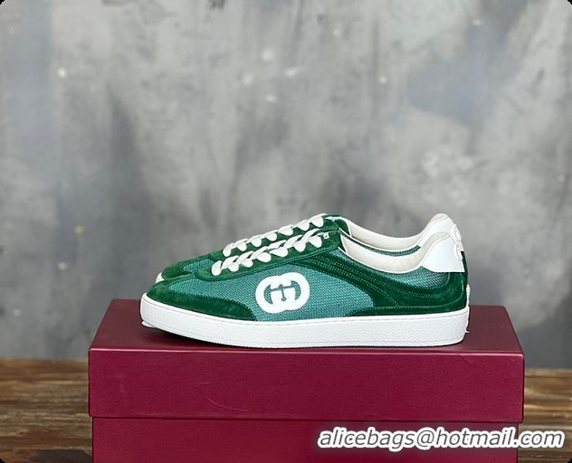 Unique Style Gucci Interlocking GG Sneakers Green Suede 60701508