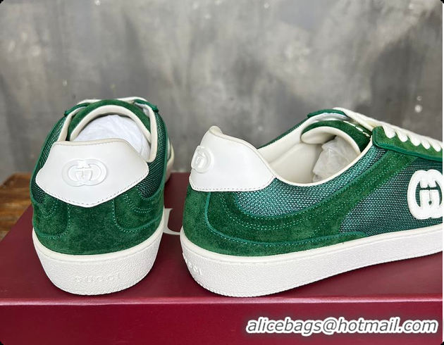 Unique Style Gucci Interlocking GG Sneakers Green Suede 60701508