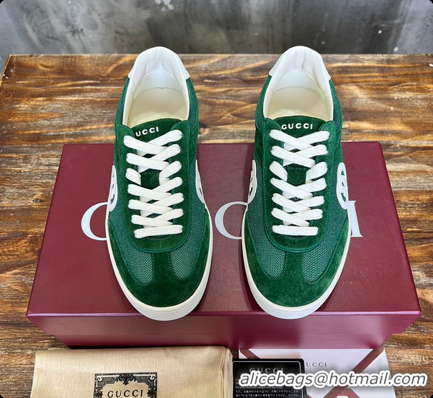 Unique Style Gucci Interlocking GG Sneakers Green Suede 60701508