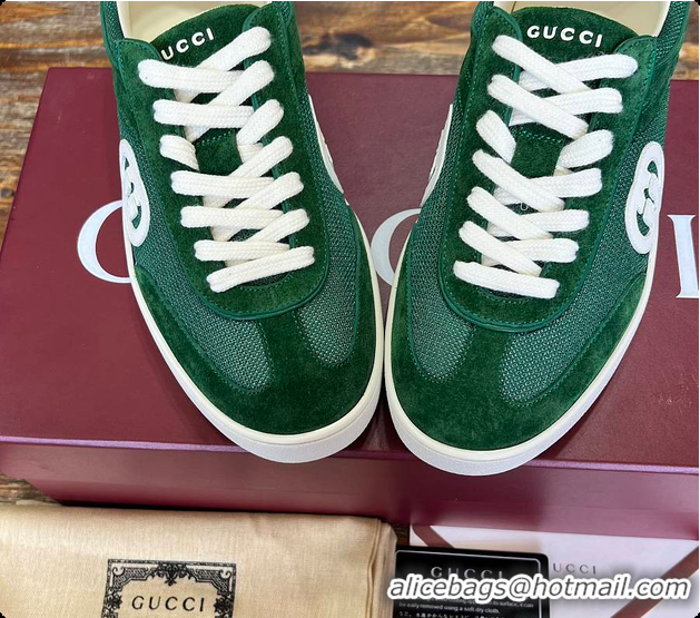 Unique Style Gucci Interlocking GG Sneakers Green Suede 60701508