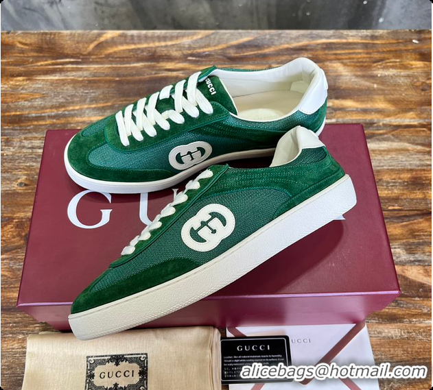 Unique Style Gucci Interlocking GG Sneakers Green Suede 60701508