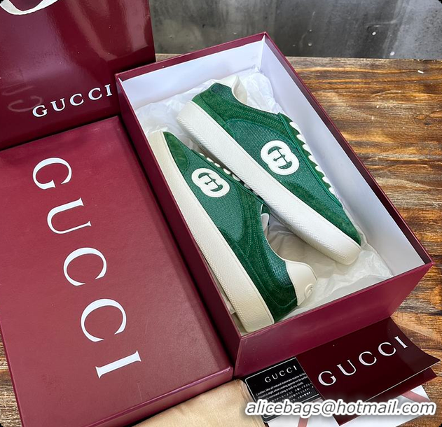 Unique Style Gucci Interlocking GG Sneakers Green Suede 60701508