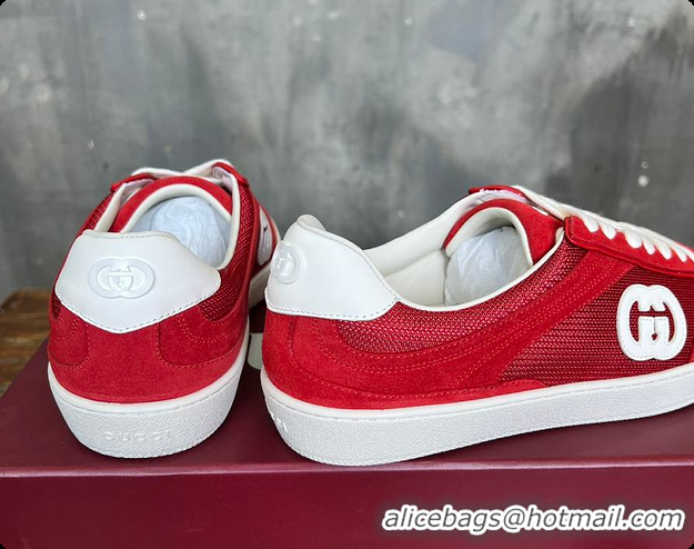 Good Looking Gucci Interlocking GG Sneakers Red Suede 60701508