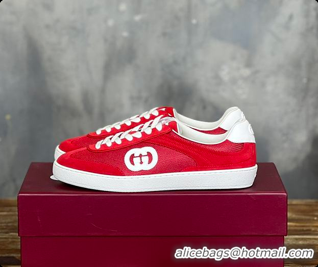 Good Looking Gucci Interlocking GG Sneakers Red Suede 60701508