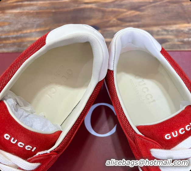 Good Looking Gucci Interlocking GG Sneakers Red Suede 60701508