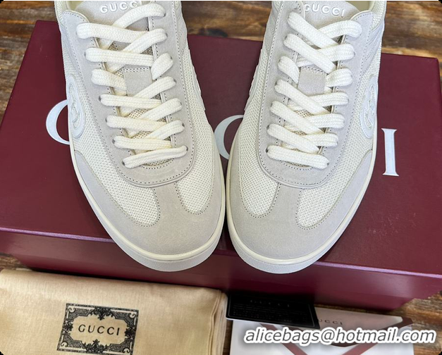 Sophisticated Gucci Interlocking GG Sneakers White Suede 60701508