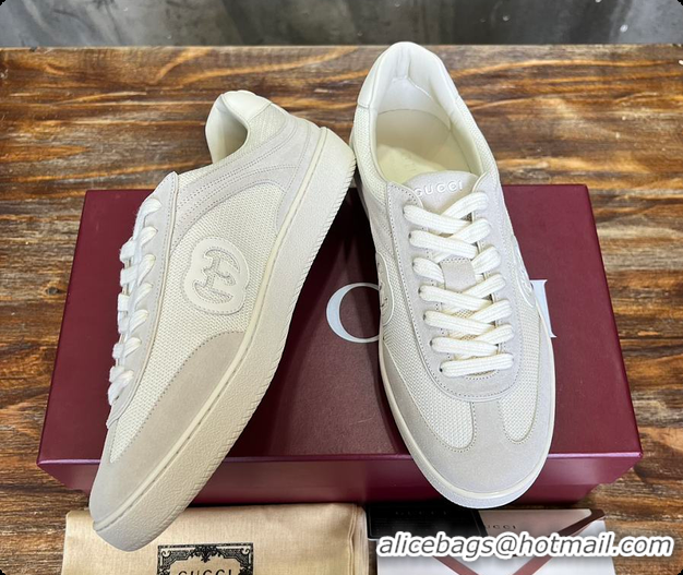 Sophisticated Gucci Interlocking GG Sneakers White Suede 60701508