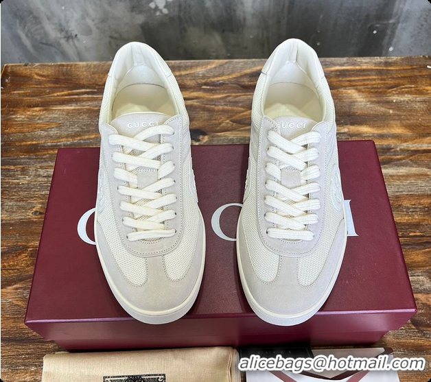 Sophisticated Gucci Interlocking GG Sneakers White Suede 60701508