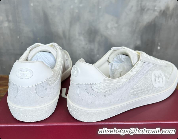 Sophisticated Gucci Interlocking GG Sneakers White Suede 60701508
