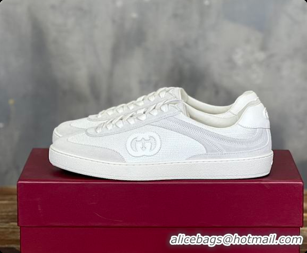 Sophisticated Gucci Interlocking GG Sneakers White Suede 60701508