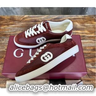 Sumptuous Gucci Interlocking GG Sneakers Burgundy Suede 60701508