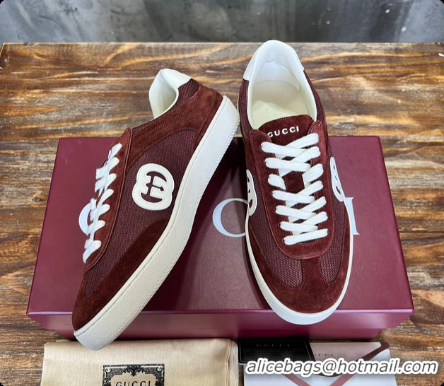 Sumptuous Gucci Interlocking GG Sneakers Burgundy Suede 60701508