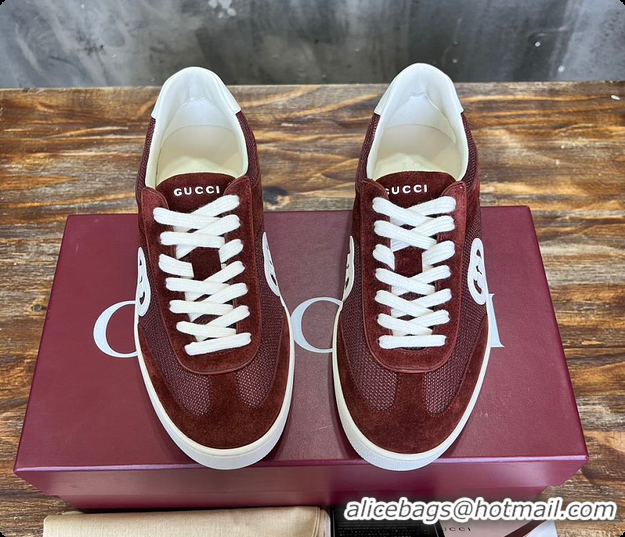 Sumptuous Gucci Interlocking GG Sneakers Burgundy Suede 60701508