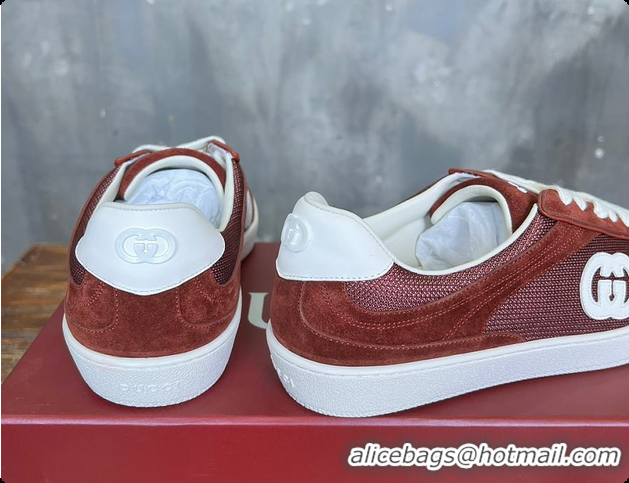 Sumptuous Gucci Interlocking GG Sneakers Burgundy Suede 60701508
