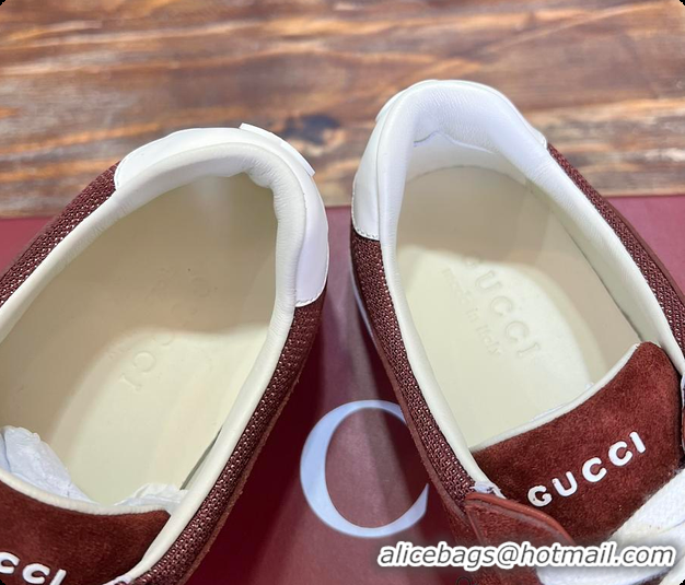 Sumptuous Gucci Interlocking GG Sneakers Burgundy Suede 60701508