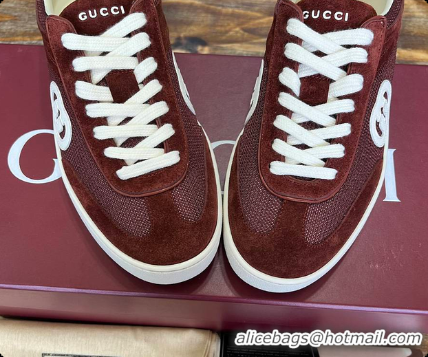 Sumptuous Gucci Interlocking GG Sneakers Burgundy Suede 60701508