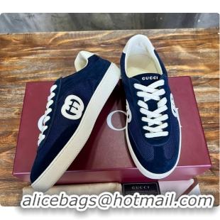 Best Grade Gucci Interlocking GG Sneakers Blue Suede 60701508