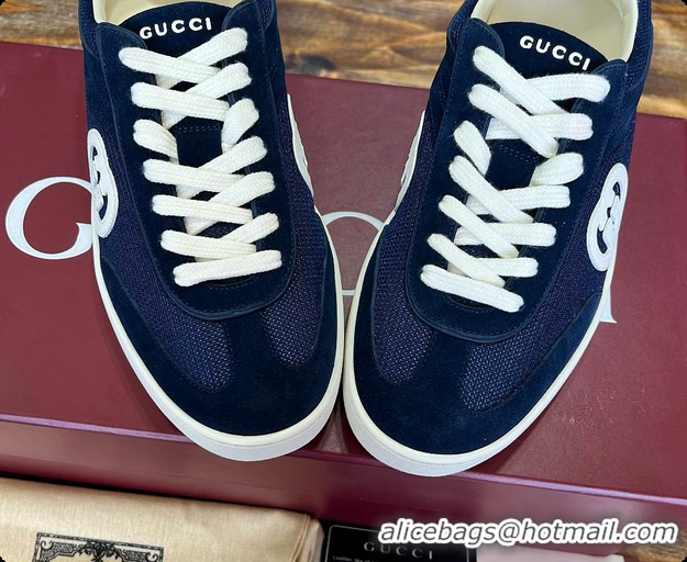 Best Grade Gucci Interlocking GG Sneakers Blue Suede 60701508