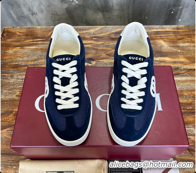 Best Grade Gucci Interlocking GG Sneakers Blue Suede 60701508