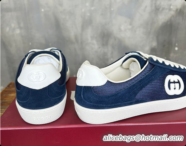 Best Grade Gucci Interlocking GG Sneakers Blue Suede 60701508