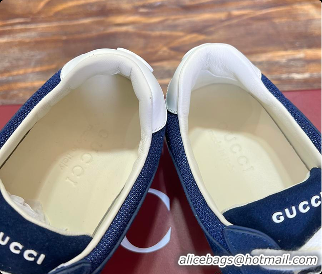 Best Grade Gucci Interlocking GG Sneakers Blue Suede 60701508