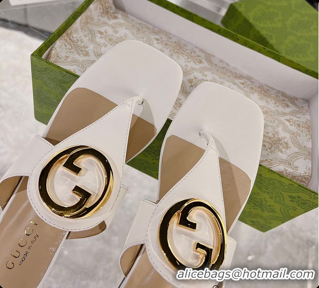 Cheapest Gucci White Blondie Thong Sandals 60701509
