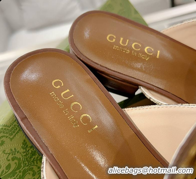 Shop Duplicate Gucci Beige & Brown Blondie Thong Sandals 60701509