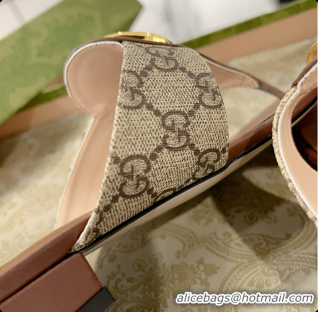 Shop Duplicate Gucci Beige & Brown Blondie Thong Sandals 60701509