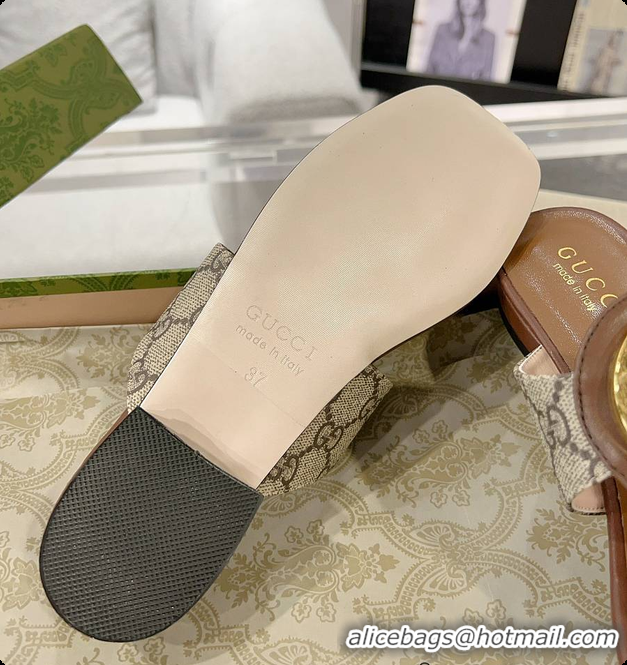 Shop Duplicate Gucci Beige & Brown Blondie Thong Sandals 60701509