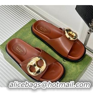 Popular Style Gucci Marina Chain Slide Sandals in Brown 60701510