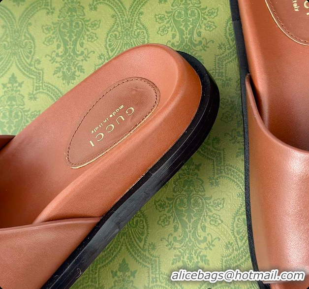 Popular Style Gucci Marina Chain Slide Sandals in Brown 60701510